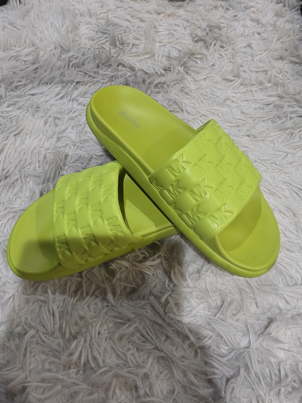 Michael Kors Neon Lime Slide Sandals